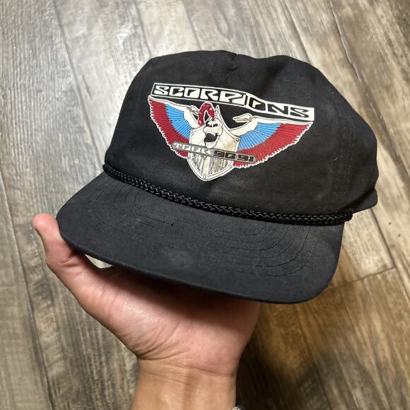Vintage Scorpions Snapback Hat Band Tour Crazy World Tour Wind Of Change - Picture 1 of 5